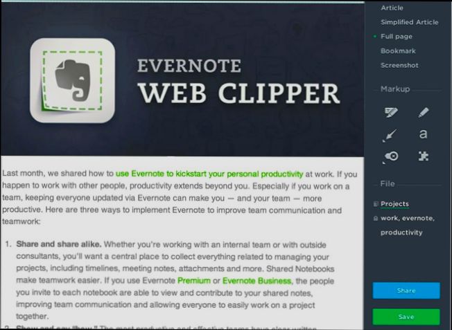 login Evernote Web Clipper